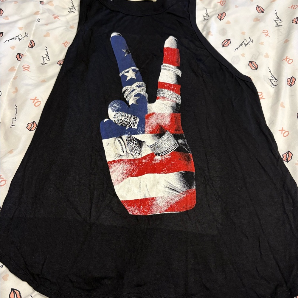 Black Tank Top with Peace Sign Graphic